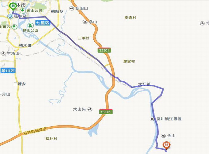 桂林去古东瀑布地图