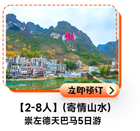 【2-8人】（寄情山水）崇左德天巴马5日游